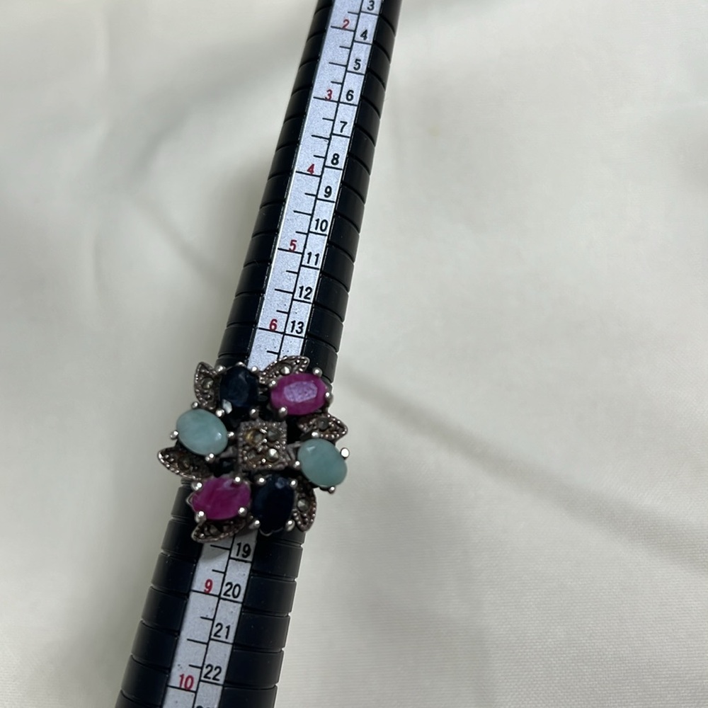 925 Silver Ring With Original Stone Ruby Sapphire… - image 8